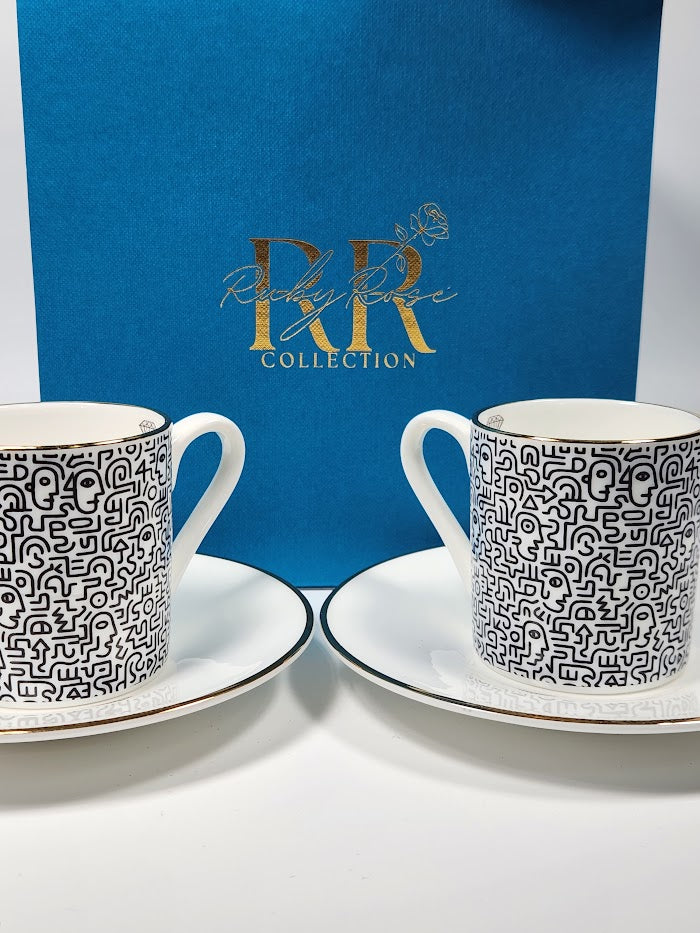 'Face Maze' Espresso Cup & Saucer