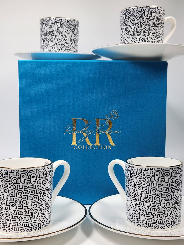 'Face Maze' Espresso Cup & Saucer