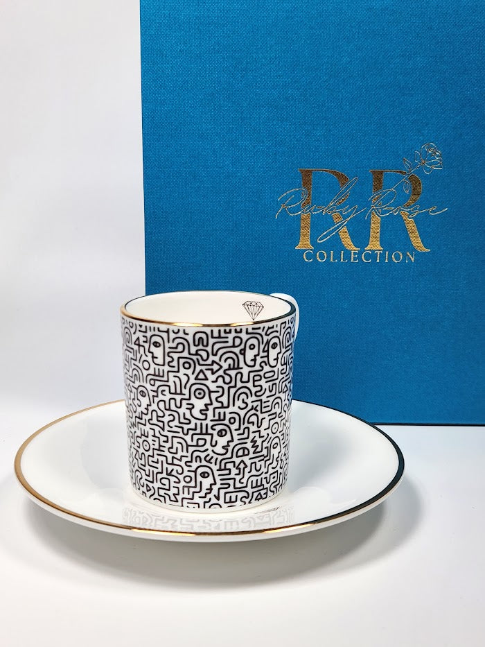 'Face Maze' Espresso Cup & Saucer