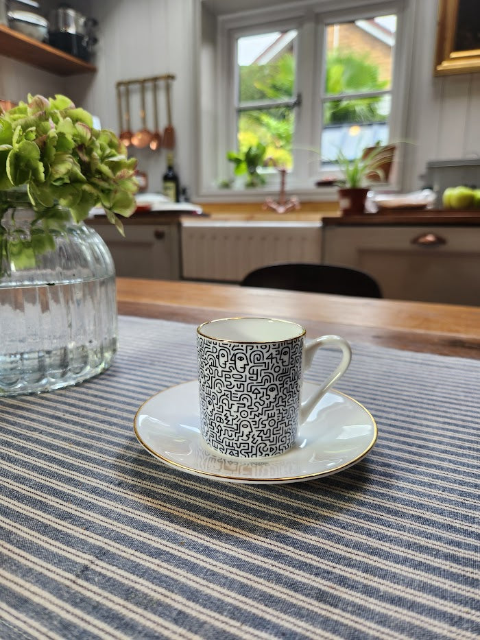 'Face Maze' Espresso Cup & Saucer