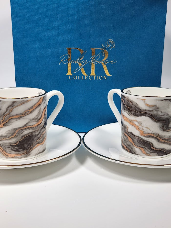 'Gilded Stone' Espresso Cup & Saucer