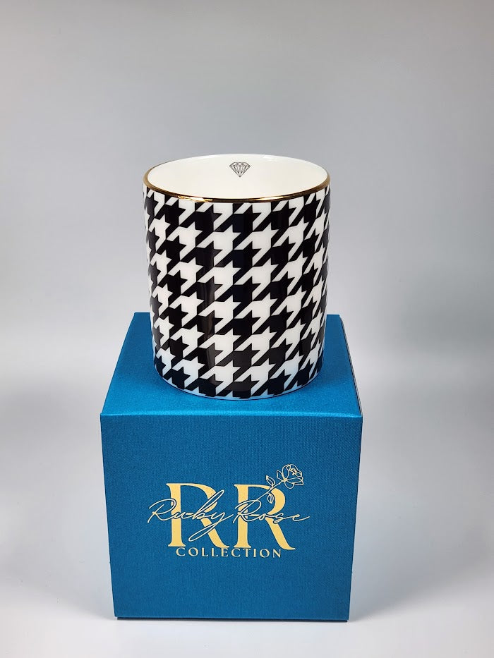 'Houndstooth Noir' Candle Pot