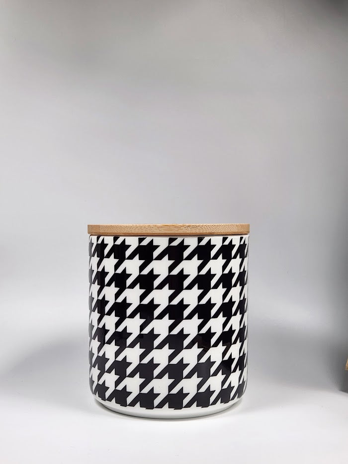 'Houndstooth Noir' Storage Jar