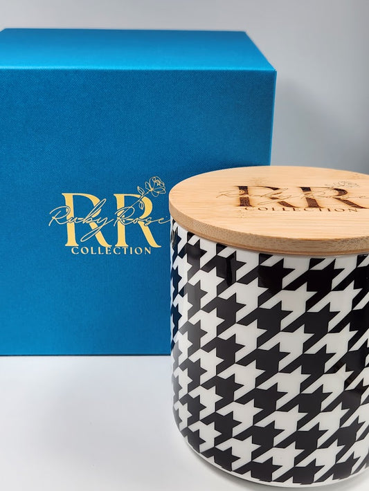 'Houndstooth Noir' Storage Jar