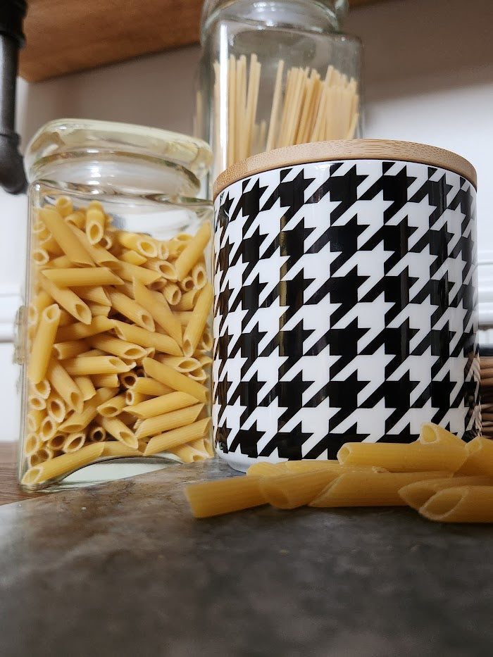 'Houndstooth Noir' Storage Jar