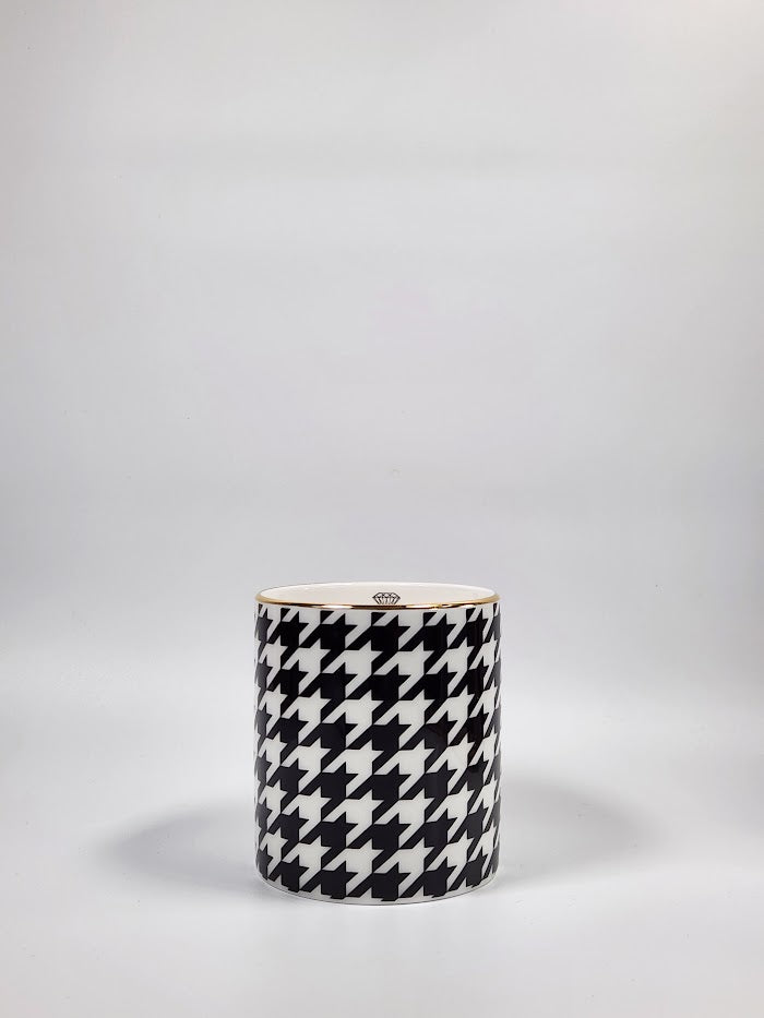 'Houndstooth Noir' Candle Pot