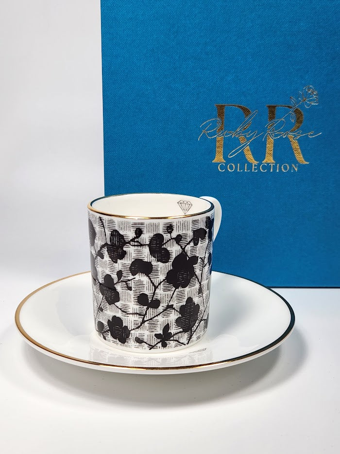 'Lattice & Bloom' Espresso Cup & Saucer