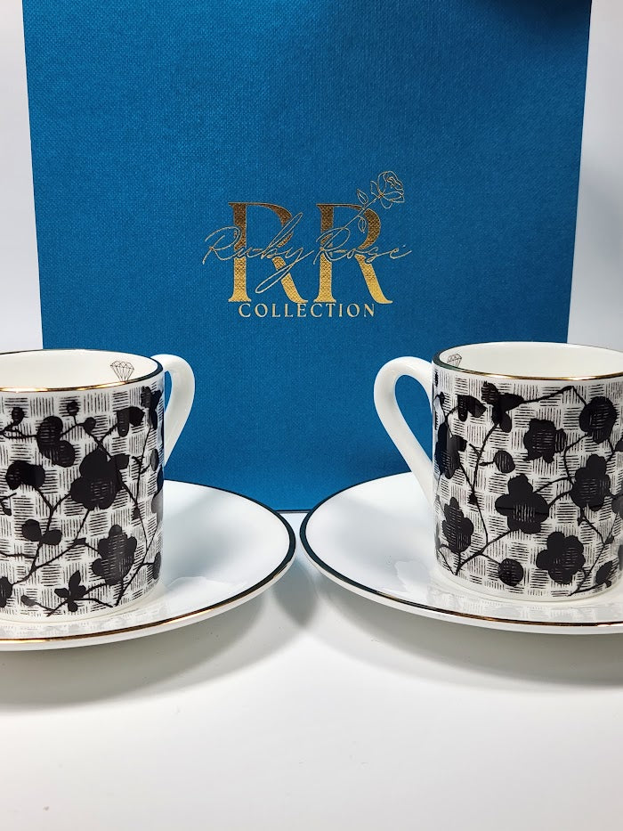 'Lattice & Bloom' Espresso Cup & Saucer