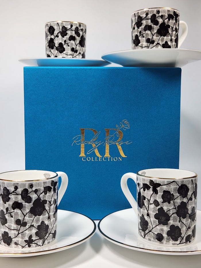 'Lattice & Bloom' Espresso Cup & Saucer